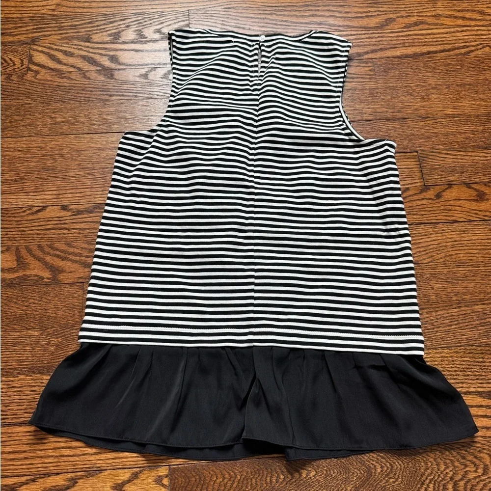 J.Crew Striped Sleeveless Peplum Top Black White Size XS